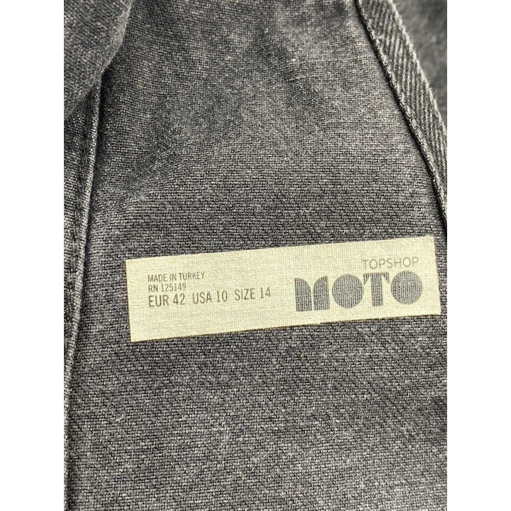 TOPSHOP MOTO Women’s Black Denim Raw-Hem Short Overalls SZ 10