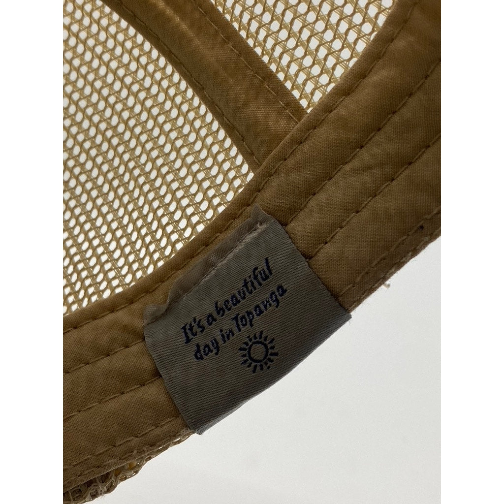 BUSTO AND SUN Men's Tan Embroidered Topanga Shark Logo Mesh Snapback Hat OS