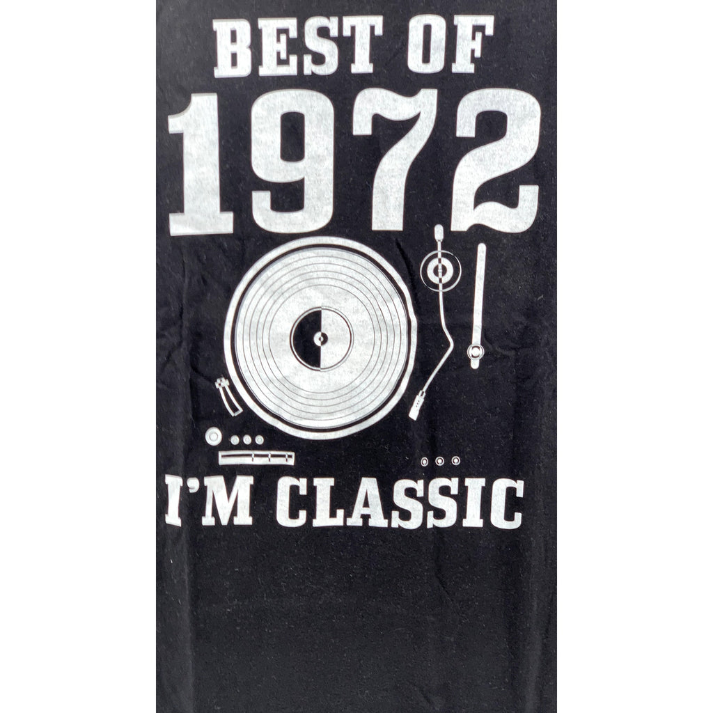 FRUIT OF LOOM Men's Black Best of 1972 Logo Crewneck Short Sleeve T-Shirt SZ M