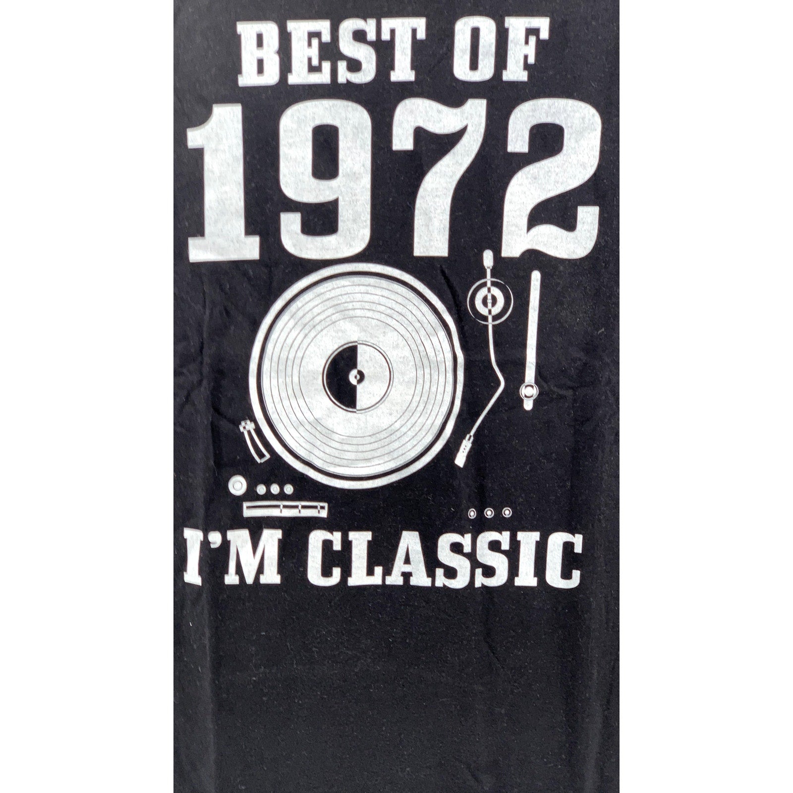 FRUIT OF LOOM Men's Black Best of 1972 Logo Crewneck Short Sleeve T-Shirt SZ M