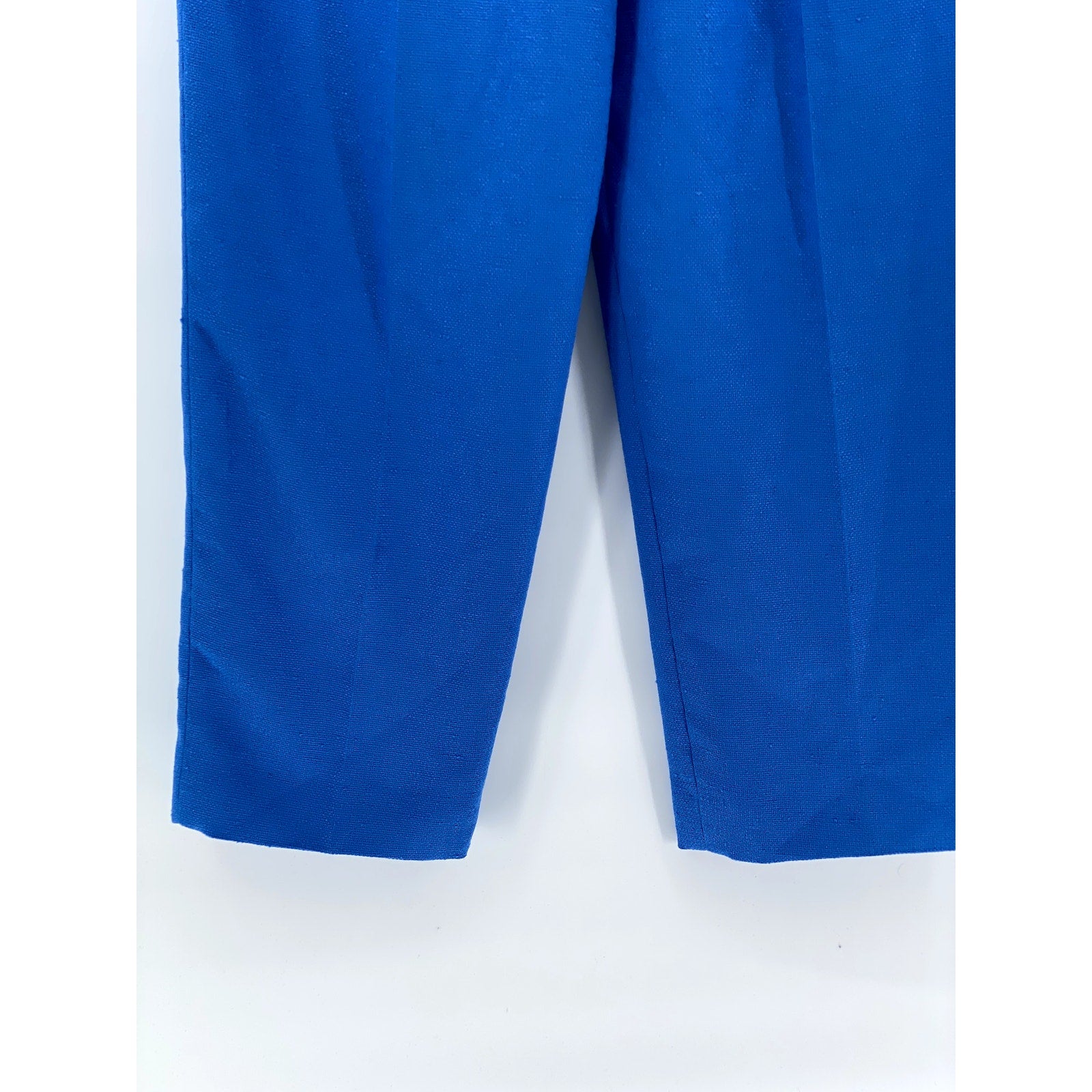UNBRANDED Women's Royal Blue Textured Pleated Straight-Leg Pant SZ S