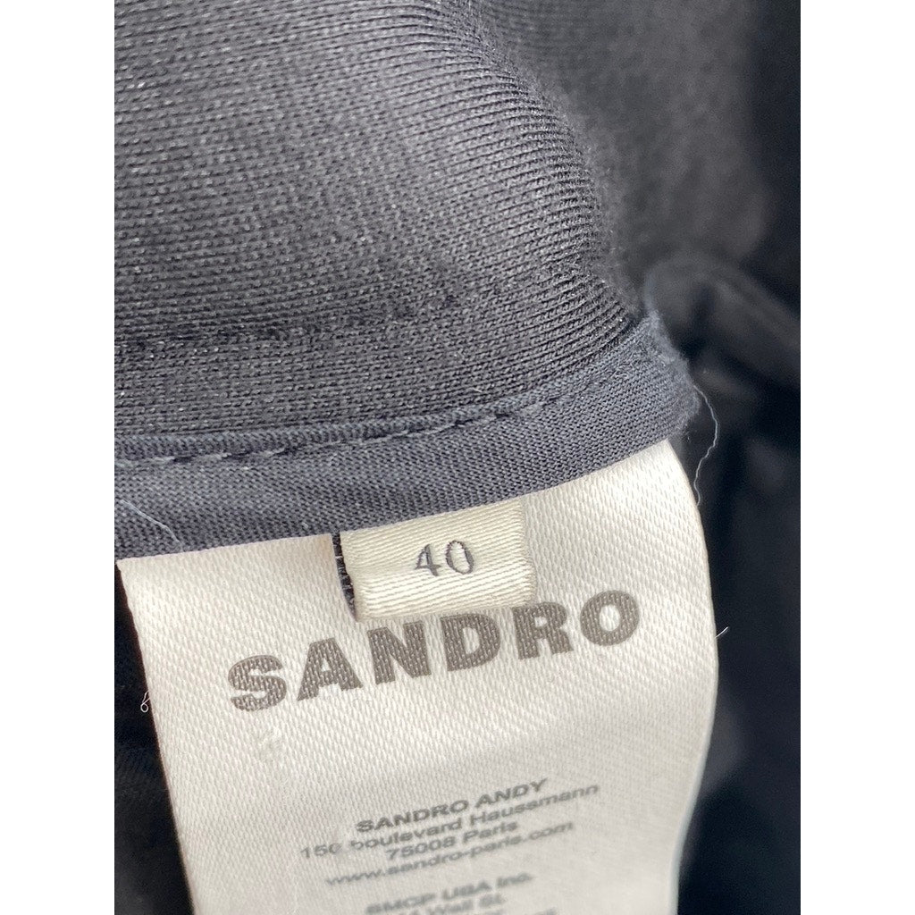 SANDRO Women's Black Slim-Leg Regular-Fit High-Rise Cropped Pant SZ 40(USL)