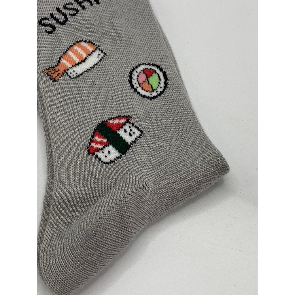 FOOT TRAFFIC Women's Gray Sushi Print Pull-On Knee High Knit Socks SZ OS