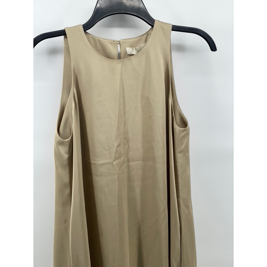 MIGO'S Women's Tan Crewneck Sleeveless Maxi Dress SZ M