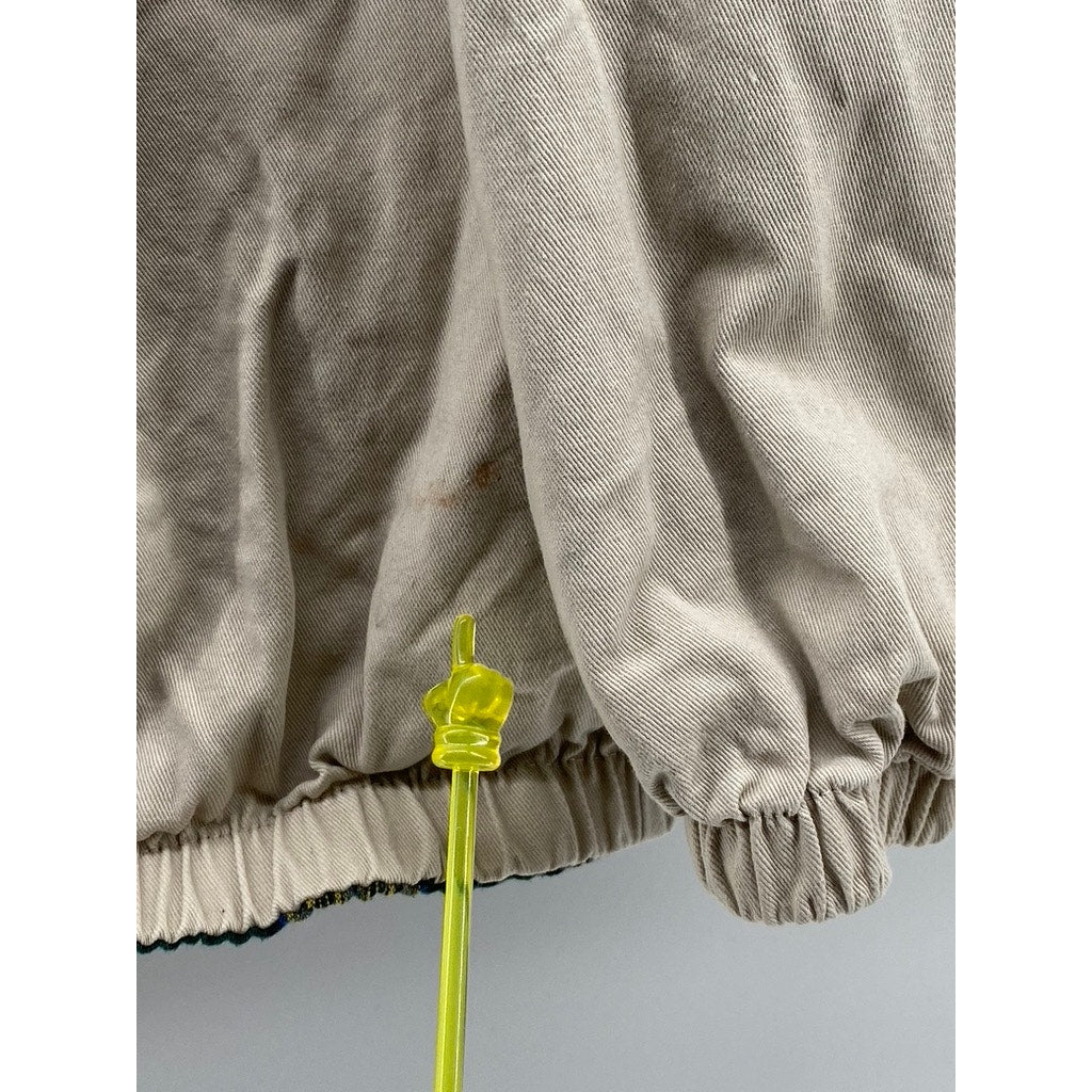 TONG HAUL Men's Vintage Beige-Green Plaid Reversible Zip-Up Jacket SZ S