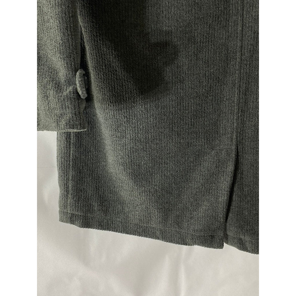 MOTHERWAYS Girls' Gray Ribbed Shark Tooth Closure Hooded Coat SZ 130(US-M8-10)