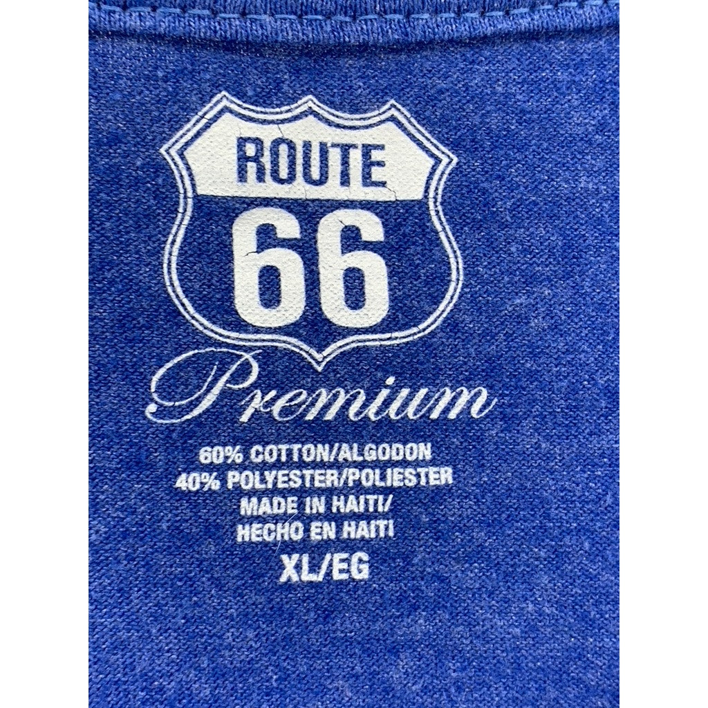 ROUTE 66 Men's Blue Y2K Printed Crewneck Short Sleeve T-Shirt SZ XL
