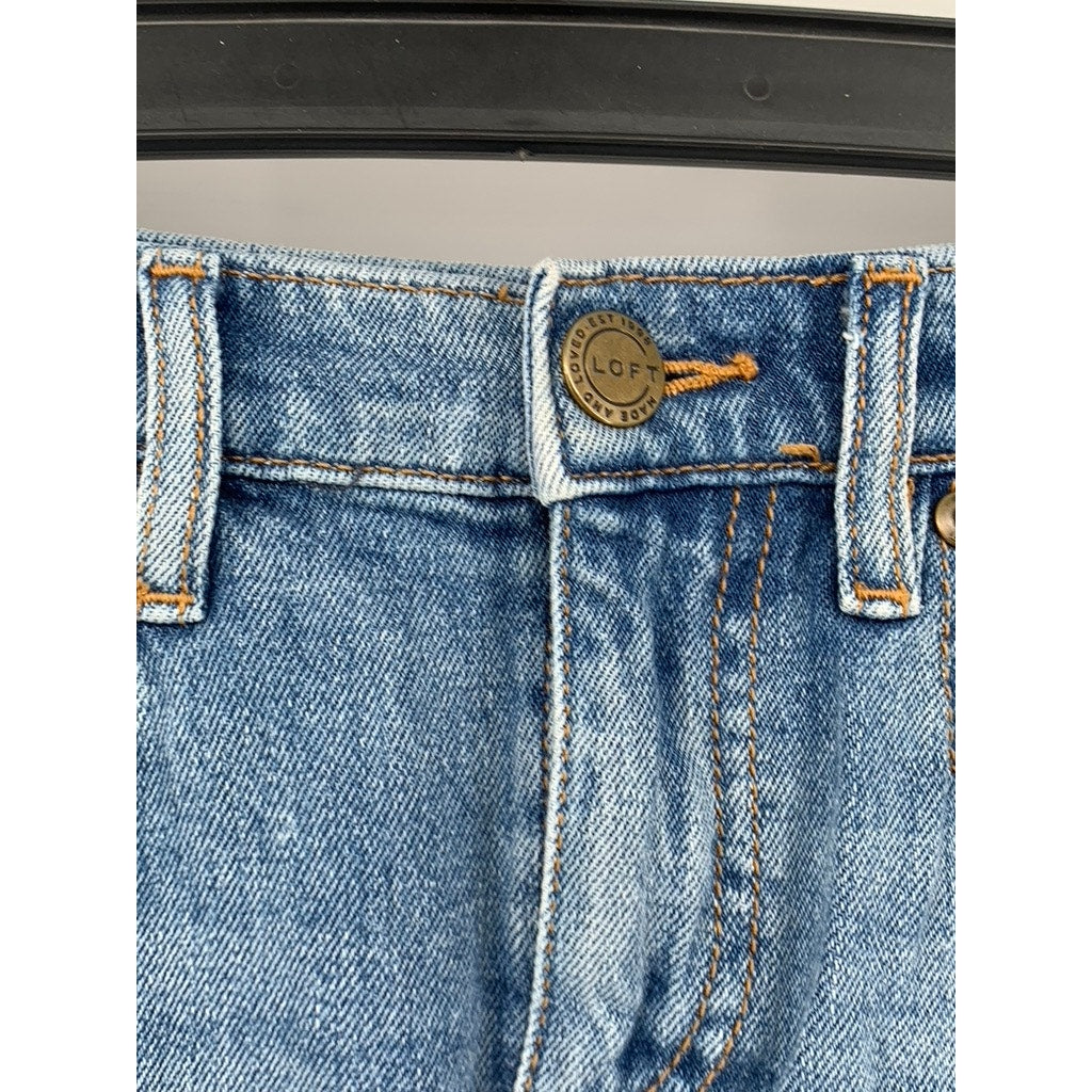 LOFT OUTLET Women's Blue Denim A-Line Five-Pocket Mini Skirt SZ 2