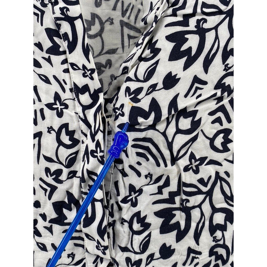 PADLETON Women's Black-White Printed Serephina Half-Button A-Line Dress SZ M