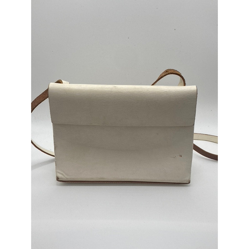 COS Women’s Cream Leather Magnetic Closure Crossbody Bag SZ OS