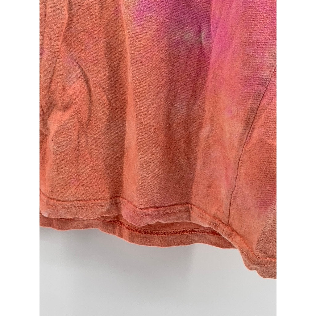 KEITH HARRING Women's Orange-Pink Tie-Dye Graphic T-Shirt SZ XS