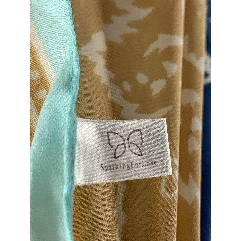 SPARKING FOR LOVE Women's Blue-Tan-White Paisley Printed Scarf
