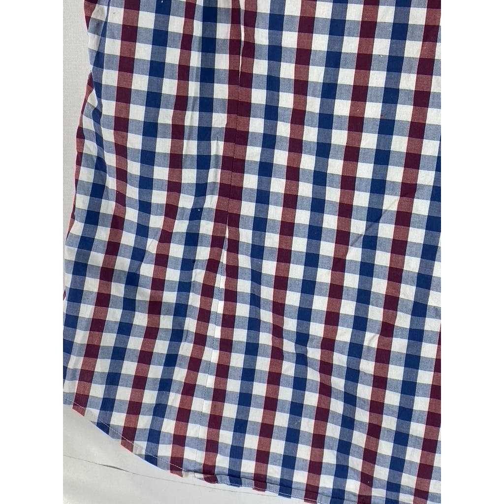 BANANA REPUBLIC Men's Blue/Red/White Checkered Button-Up Short Sleeve Shirt SZ M