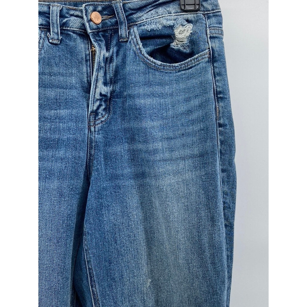 FLYING MONKEY Women's Medium Wash Blue Distressed Super High-Rise Jean SZ 25