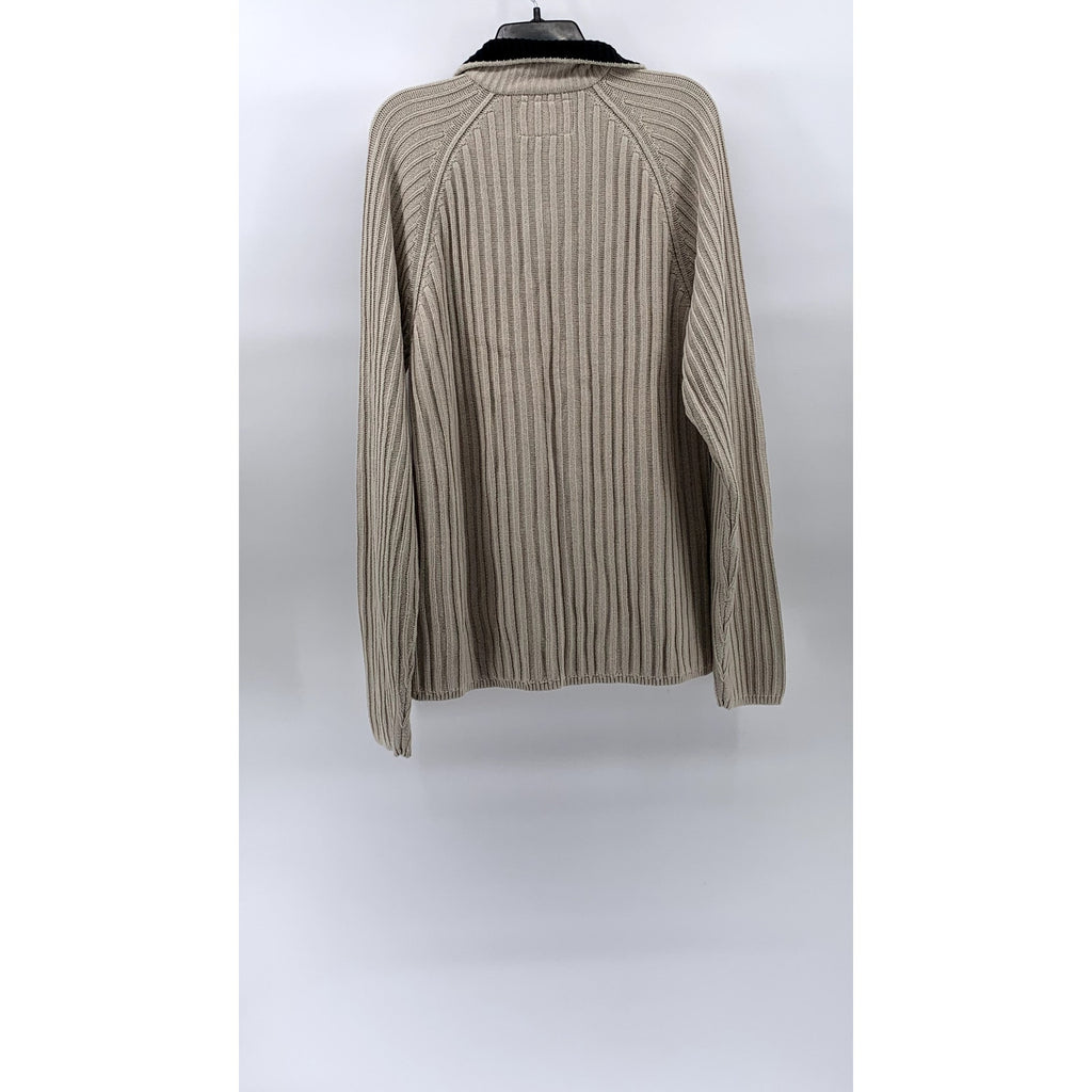NÁUTICA JEANS CO. Men’s Vintage Beige Ribbed Quarter-Zip Knit Sweater SZ XXL