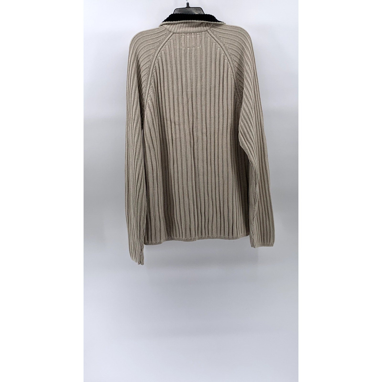NÁUTICA JEANS CO. Men’s Vintage Beige Ribbed Quarter-Zip Knit Sweater SZ XXL