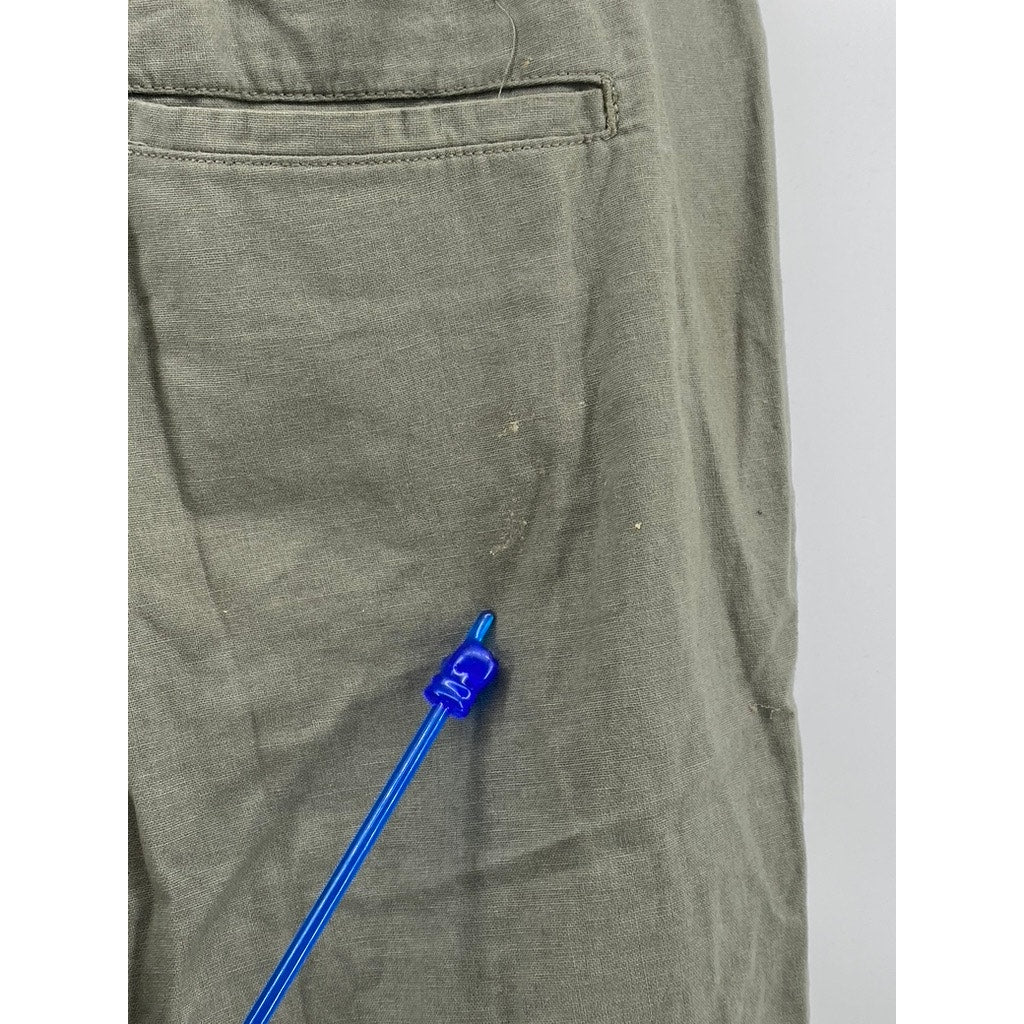 DENIM CO Men’s Army Green Straight Fit Cotton-Linen Pants SZ L