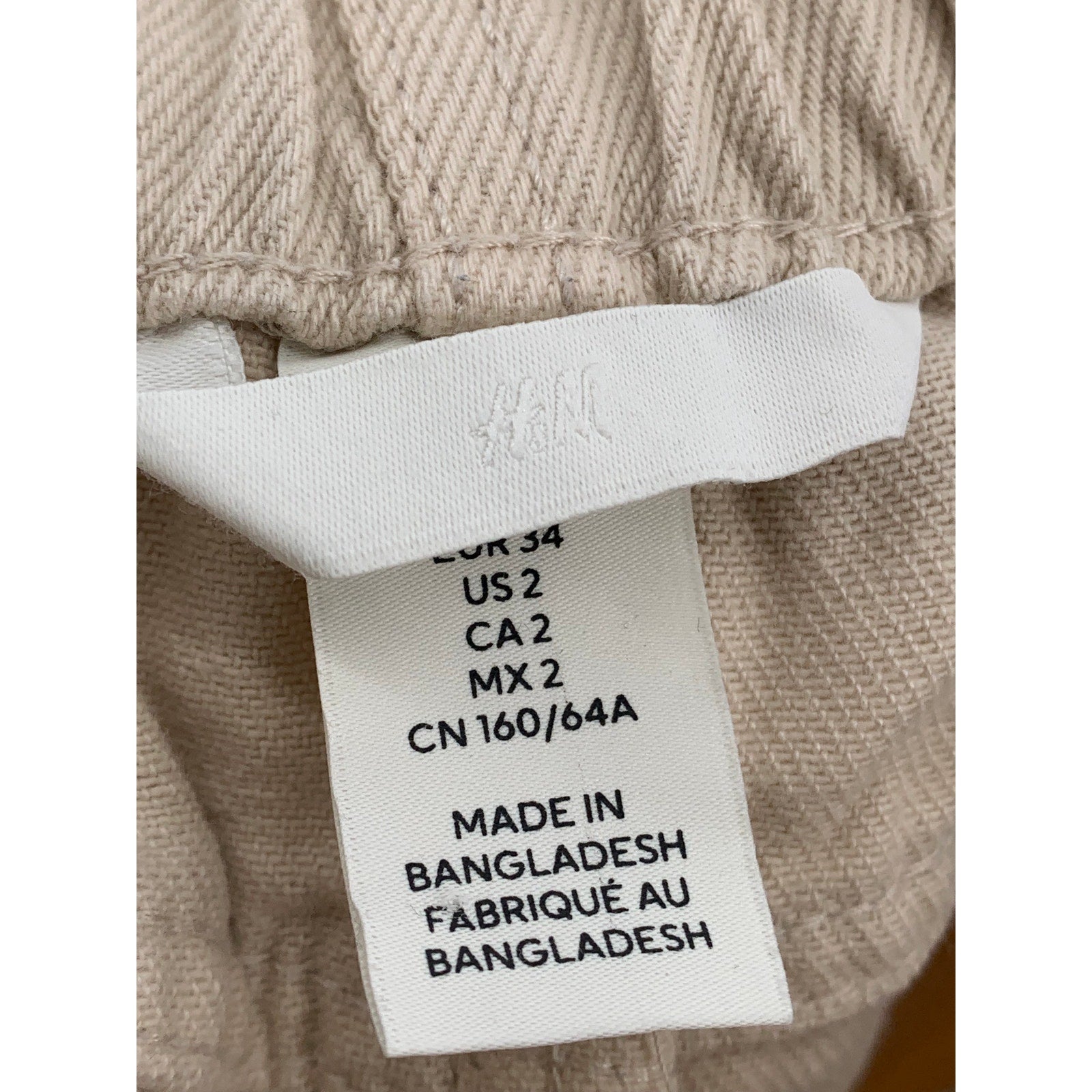 H&M Women's Tan High-Waist Twill Casual Trousers SZ 2