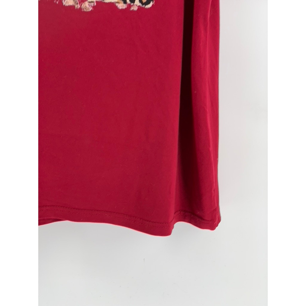 UNBRANDED Women's Plus Red Printed Short Sleeve Top SZ 4XL