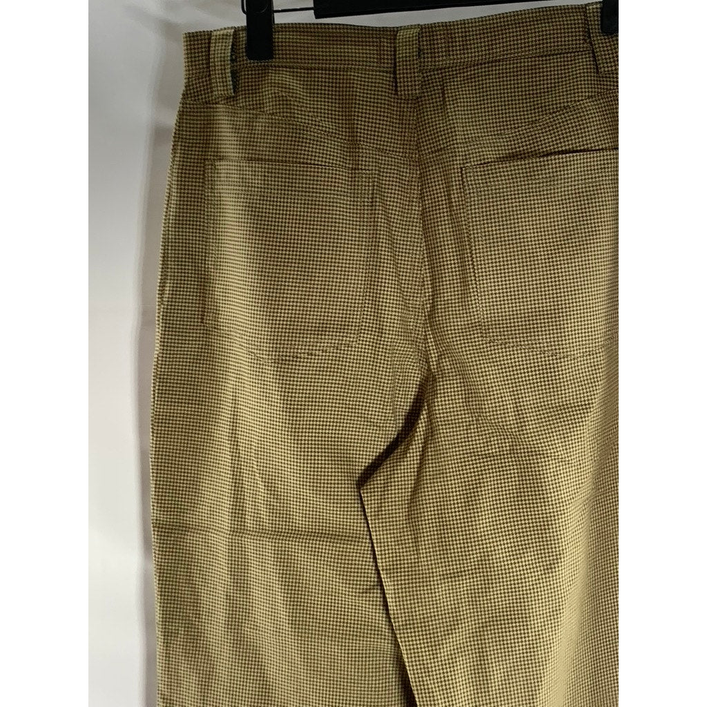 MIRACLE EYE Women's Brown Houndstooth Birkin High-Rise Four-Pocket Pant SZ M