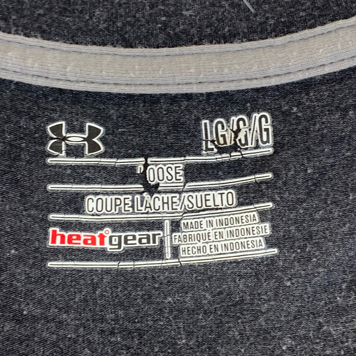 UNDER ARMOUR Men's Charcoal Crewneck Loose HeatGear Charged T-Shirt SZ L