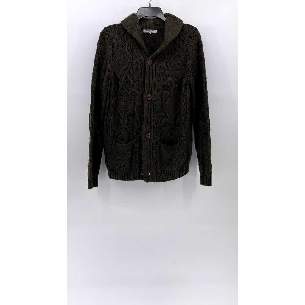 PAISLEY & GRAY Men's Green Knit Shawl-Collar Long Sleeve Button-Up Cardigan SZ S