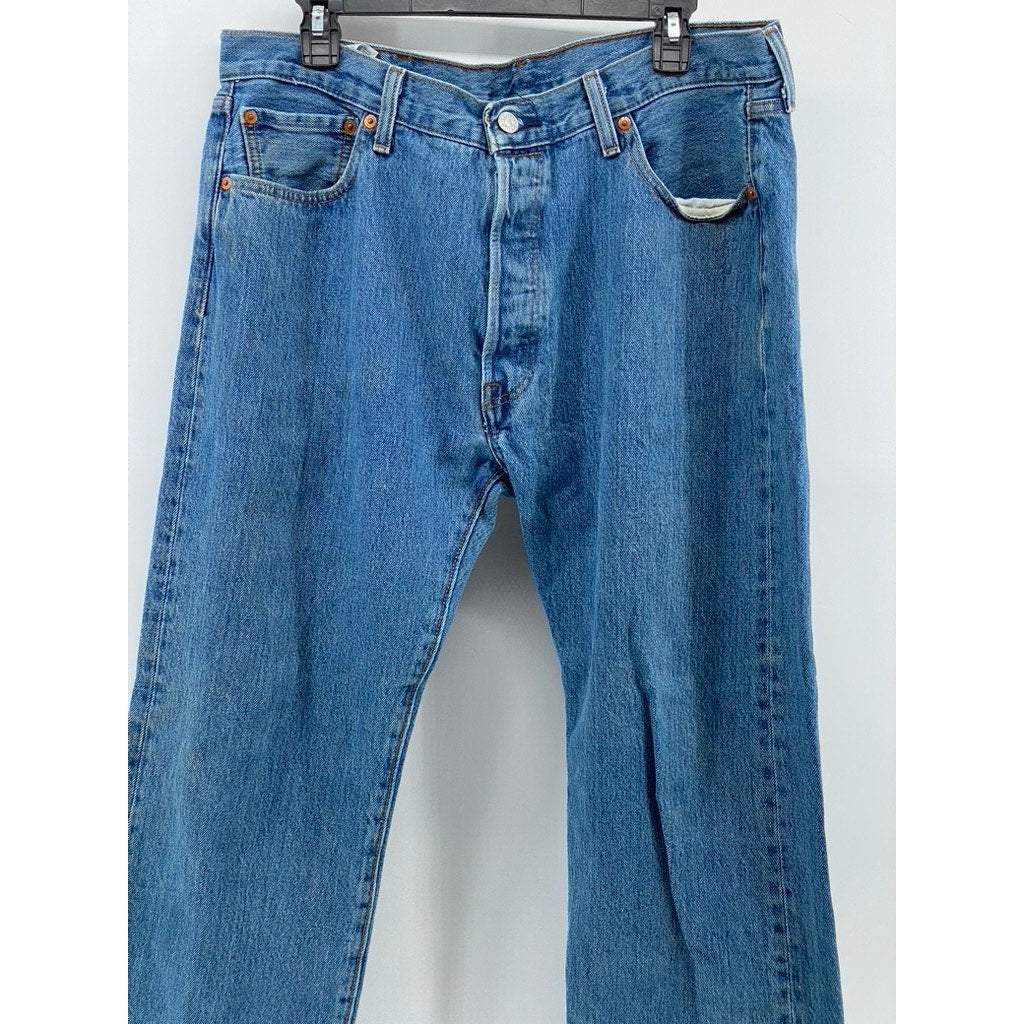 LEVI'S Men's Medium Blue Denim 501 Straight-Leg Button-Fly Jeans SZ 36X29