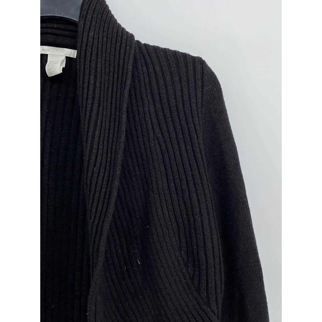H&M BASIC Women's Black Rib Knit Open-Front Cardigan SZ S