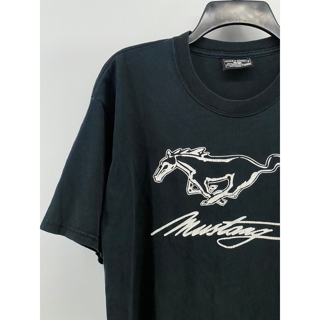 STEVE & BARRY’S Men’s Black Mustang Graphic Crewneck Short Sleeve T-Shirt SZ L