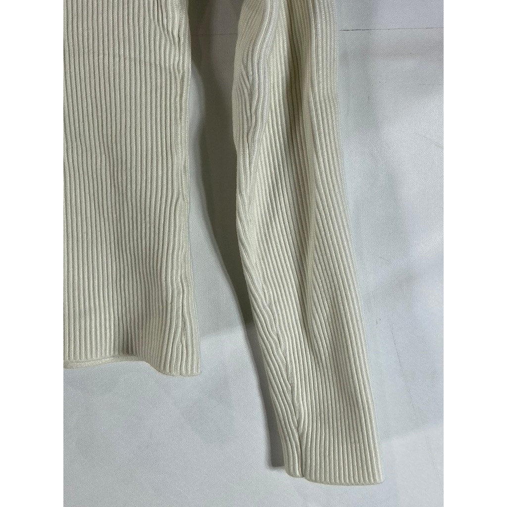 ABERCROMBIE & FITCH Women's Beige Crewneck Long Sleeve Ribbed Top SZ S