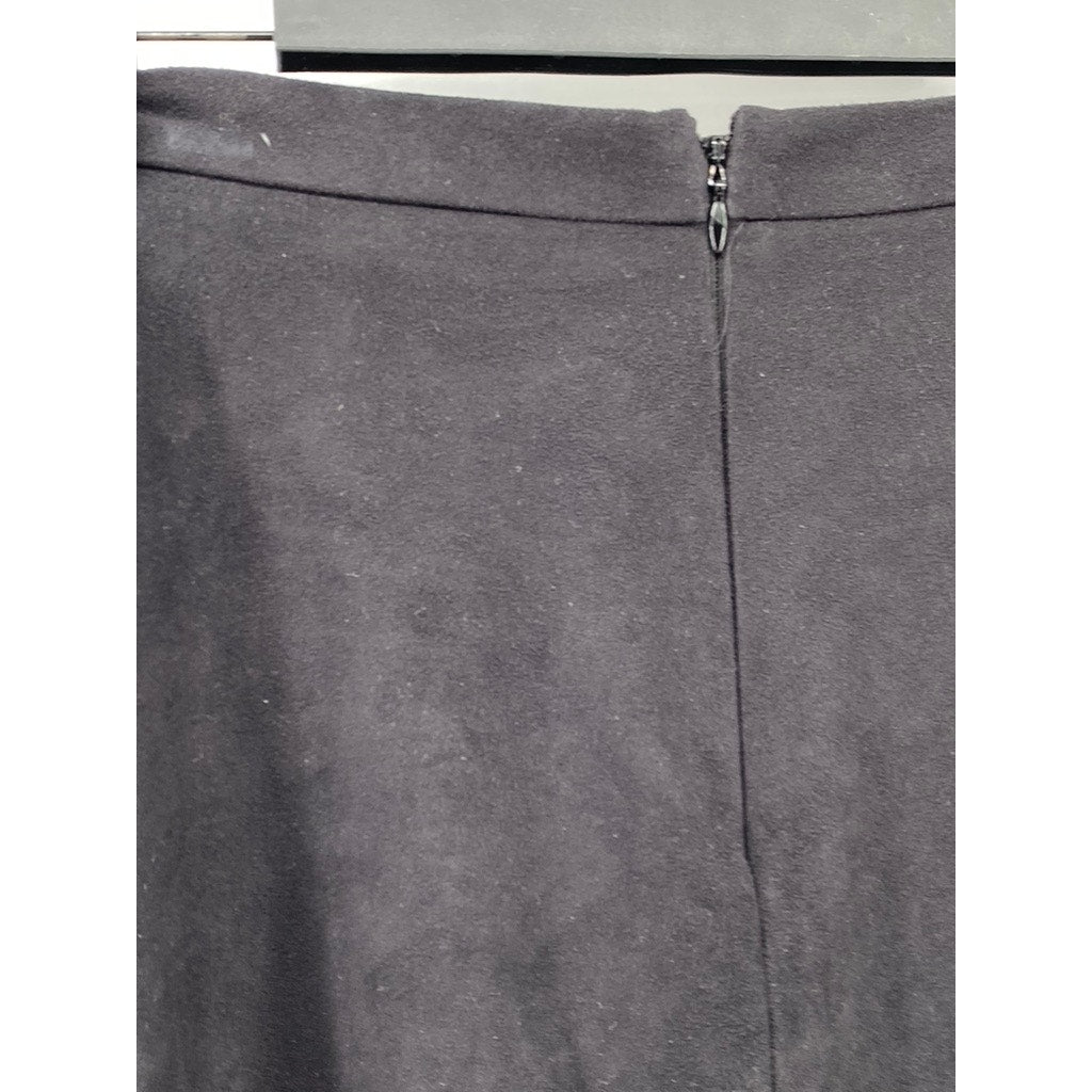 VINCE CAMUTO Women's Black Faux-Suede A-Line Flare Knee Length Skirt SZ 0