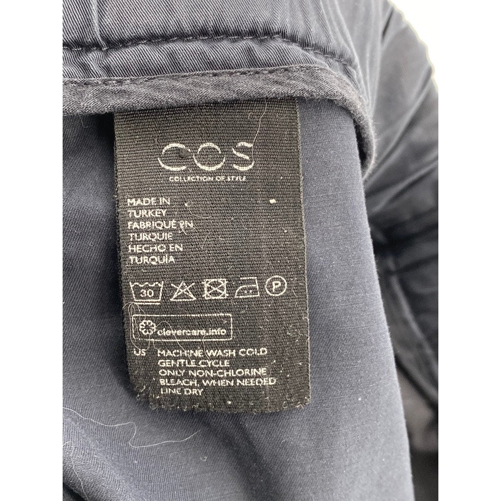 COS Women's Navy Blue Solid Cotton Cuffed Casual Mom Pull-On Shorts SZ 4