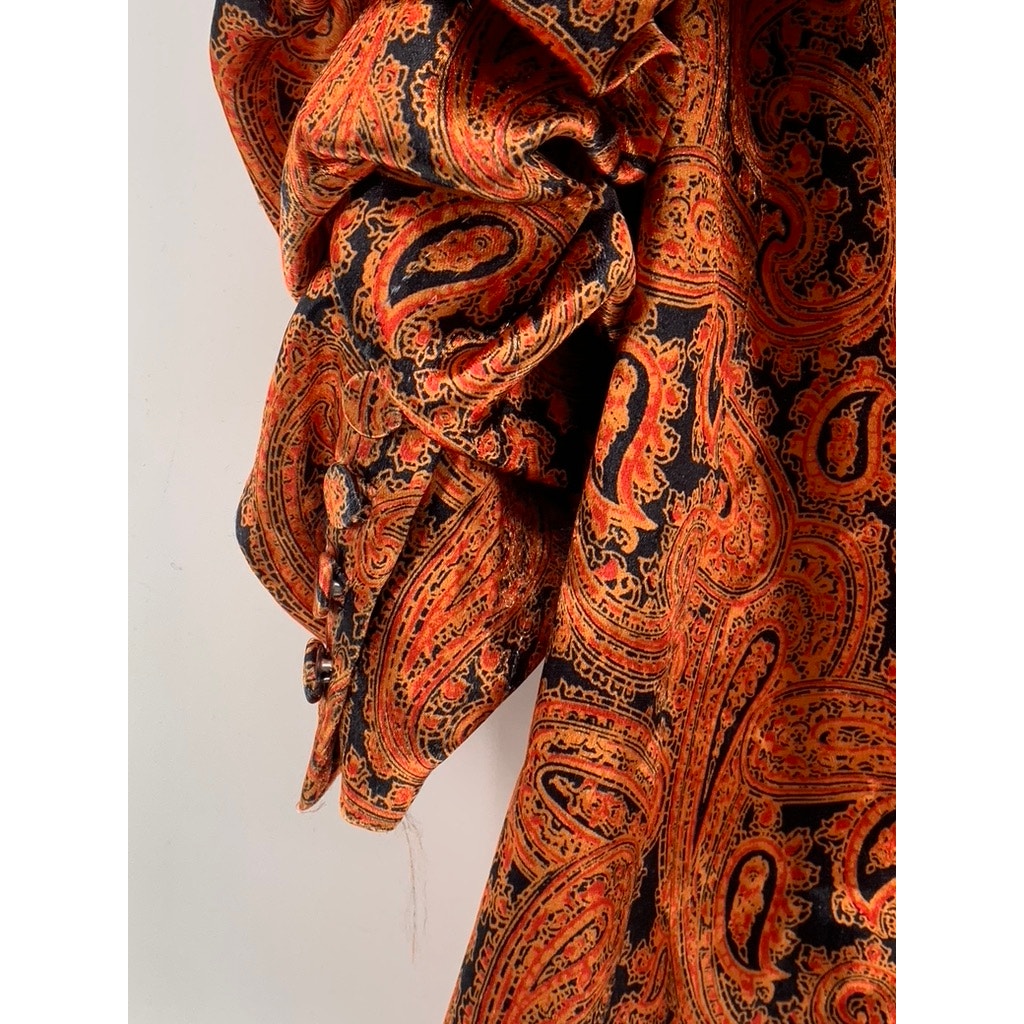 CINQ A SEPT Women's Orange Paisley Print One-Button Notch Collar Blazer SZ 10