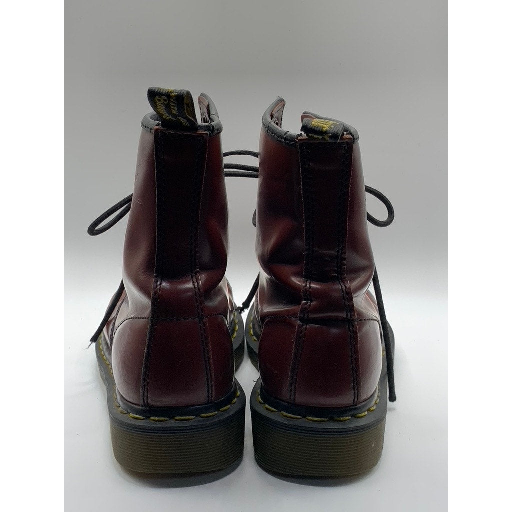 DR. MARTENS Unisex Women's Burgundy Distressed 8-Eyelet Grunge 1460 Boots SZ 7