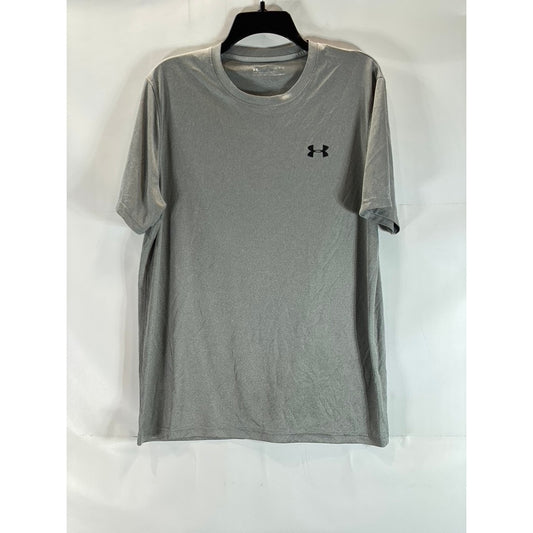 UNDER ARMOUR Men's Light Gray Crewneck Heatgear Loose Short Sleeve T-Shirt SZ L