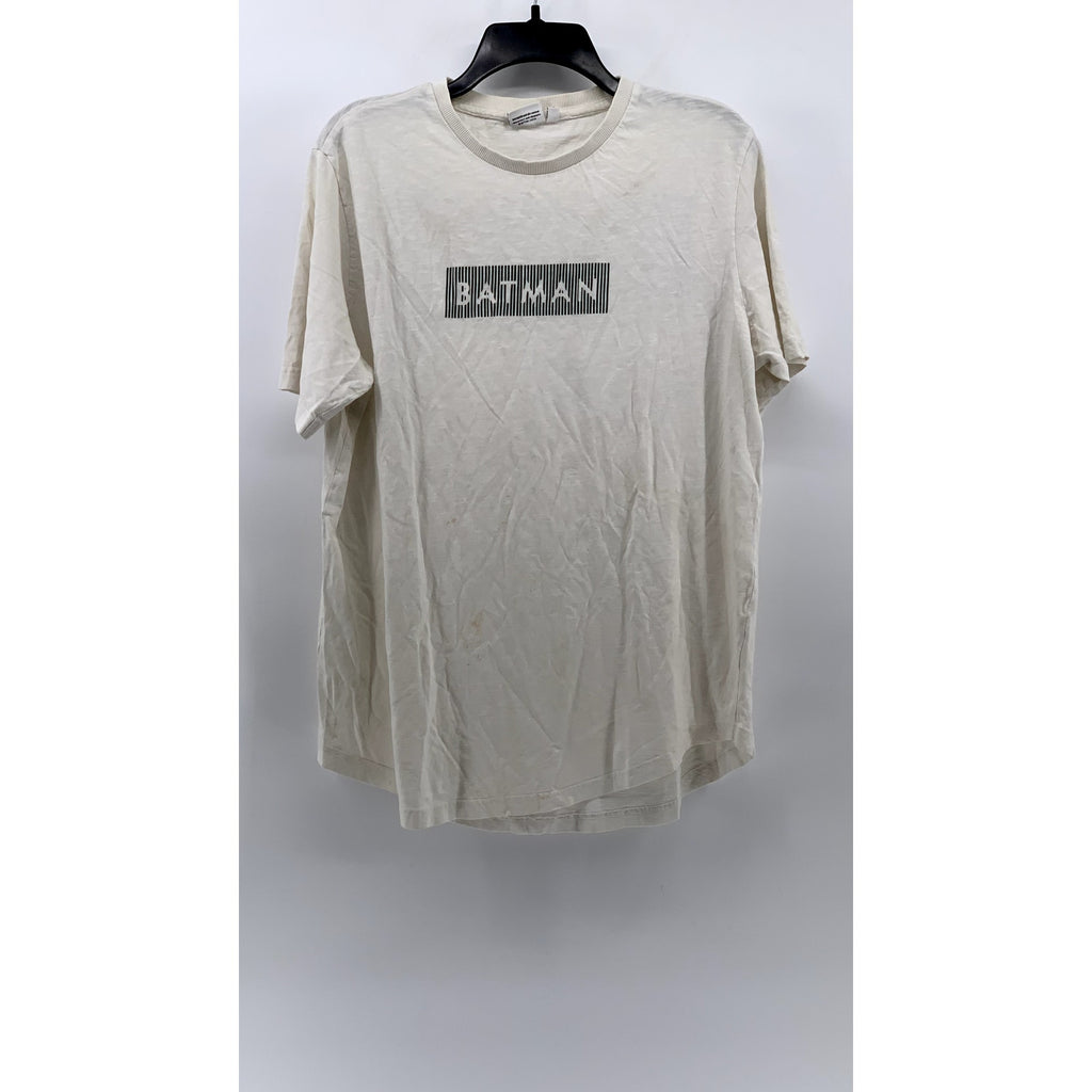UNBRANDED Men's White Batman Logo Crewneck Short Sleeve T-Shirt SZ L