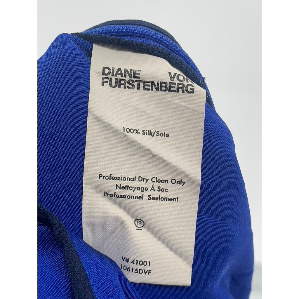 DIANE VON FURSTENBERG Women's Royal Blue V-Neck Sleeveless Halter Jumpsuit SZ 10