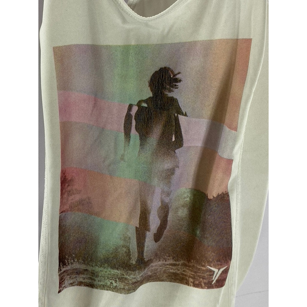 OLD NAVY ACTIVE Women's White Graphic Scoop-Neck Go-Dry Racerback Tank Top SZ XS