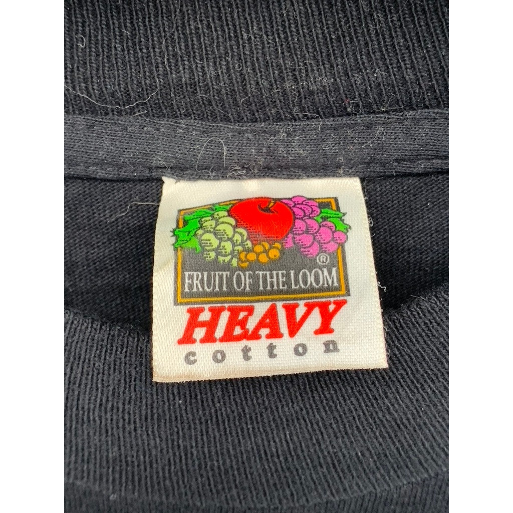 FRUIT OF THE LOOM Men's Vintage Black-Red Chicago Band Anniversary T-Shirt SZ XL