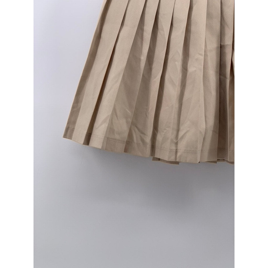 3.3 FIELD TRIP Women's Beige Pleated A-Line Mini Skirt SZ OS