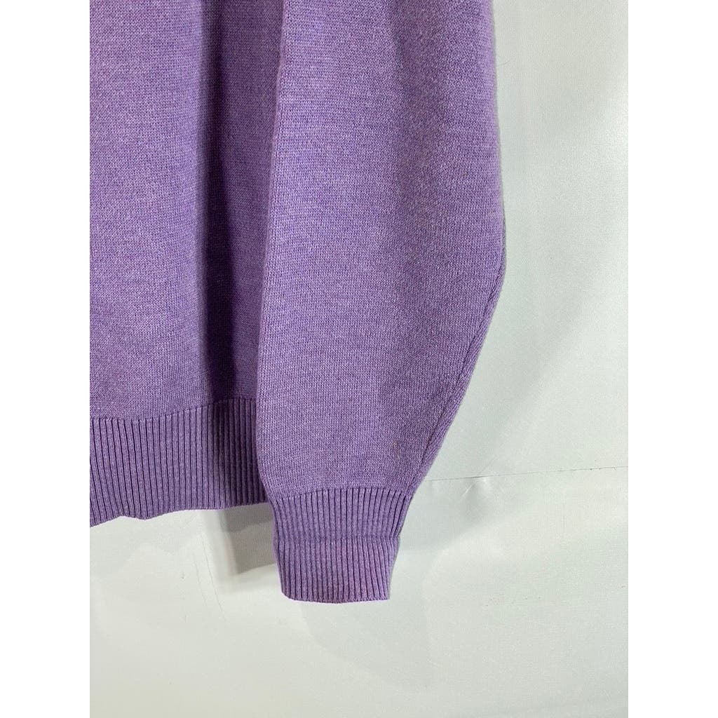 PETER MILLAR Men's Purple Quarter-Zip Hamilton Farm Golf Club Patch Sweater SZ M