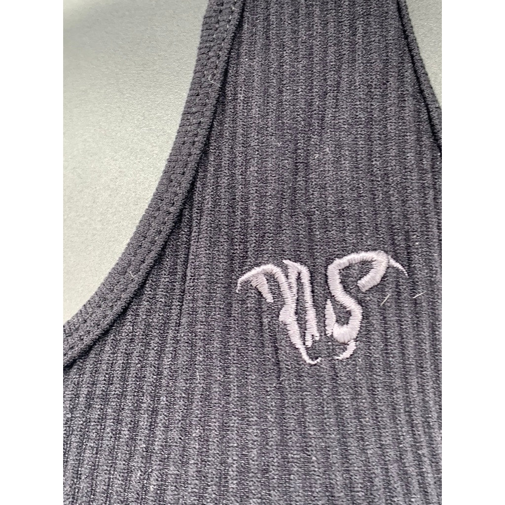 UNBRANDED Women's Black Ribbed Halter Crop Top SZ S