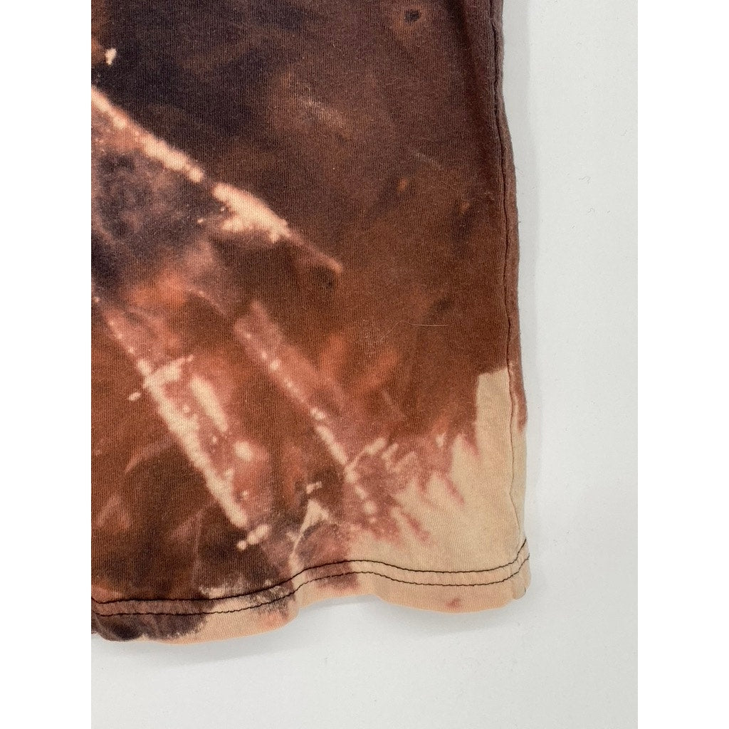 THE ROLLING STONES Unisex Adult Orange-Black Tie-Dye Band Graphic T-Shirt SZ L