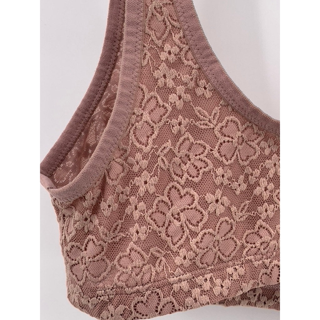 OLD NAVY ONLY Women's Beige Floral Lace Mesh Bralette Tank Top SZ M