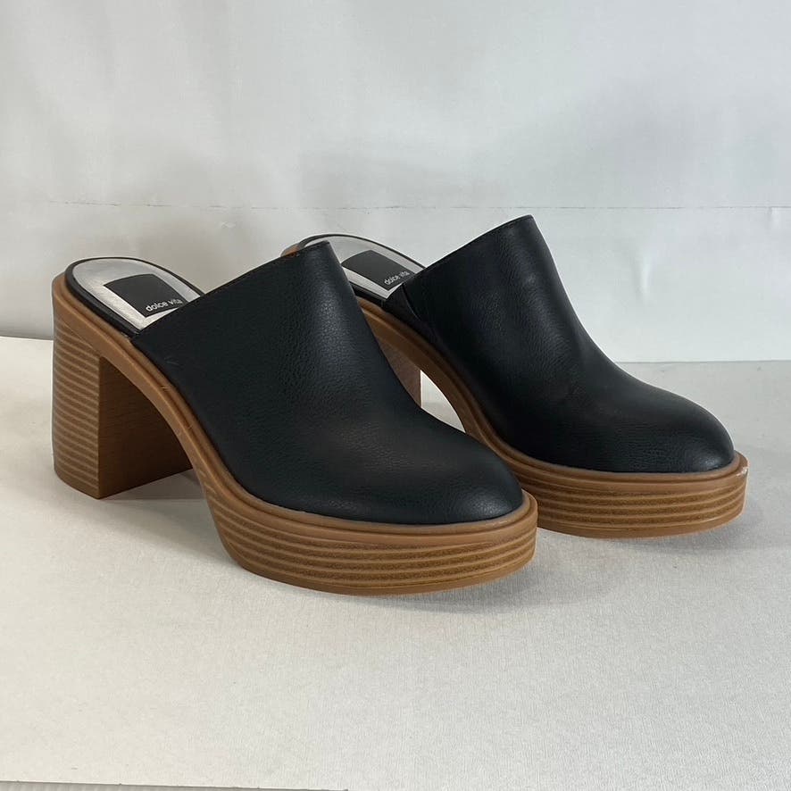 DOLCE VITA Women's Black Crista Round Closed Toe Slip-On Block-Heel Mule SZ 9.5