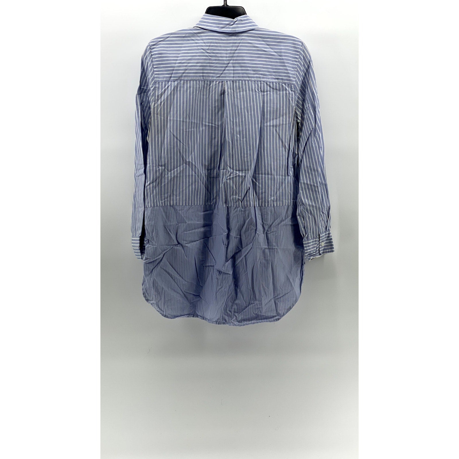 MADEWELL Women's Blue-White Striped Button-Up Boyfriend Tunic Top SZ M