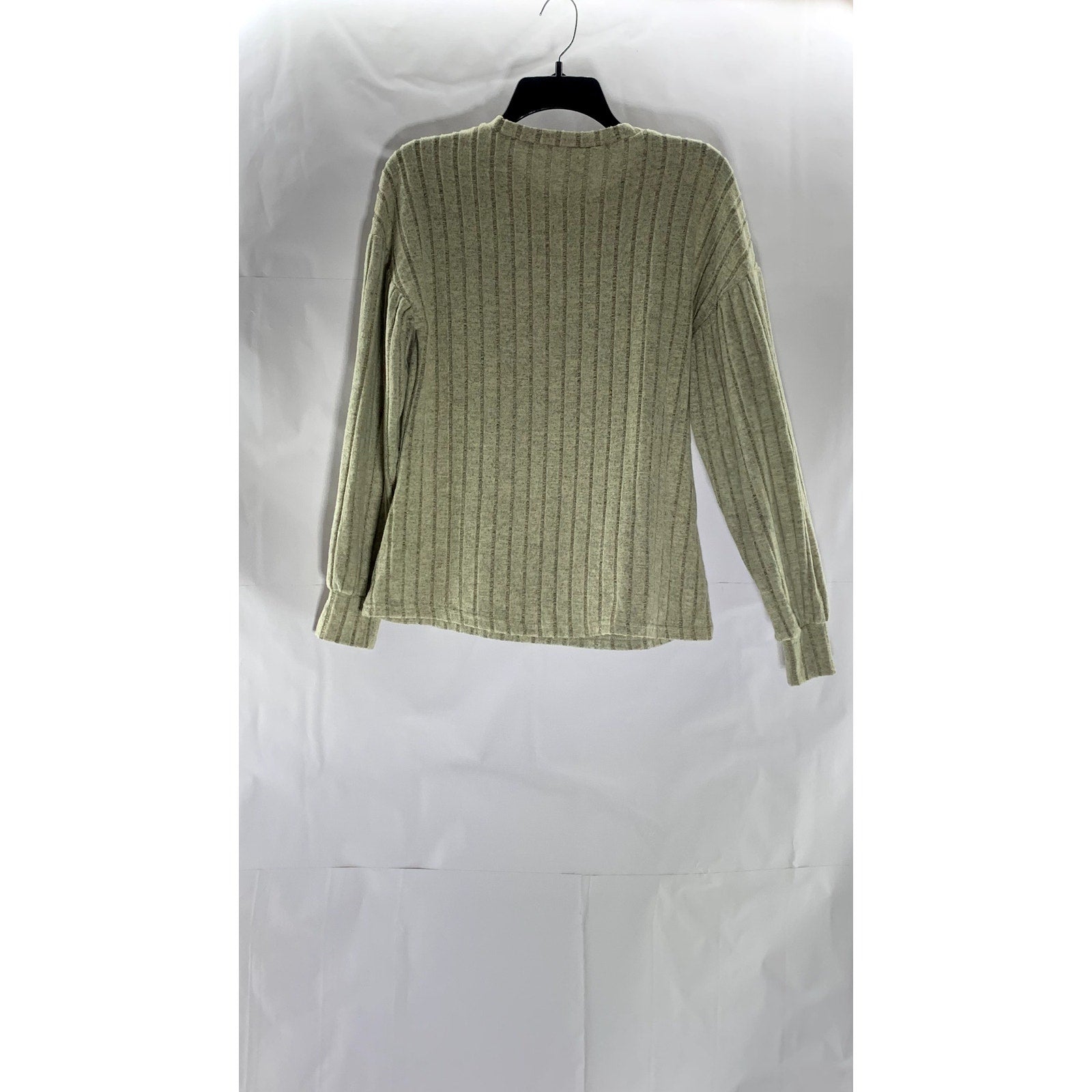 B Women's Beige Ribbed Crewneck Long Sleeve Top SZ S
