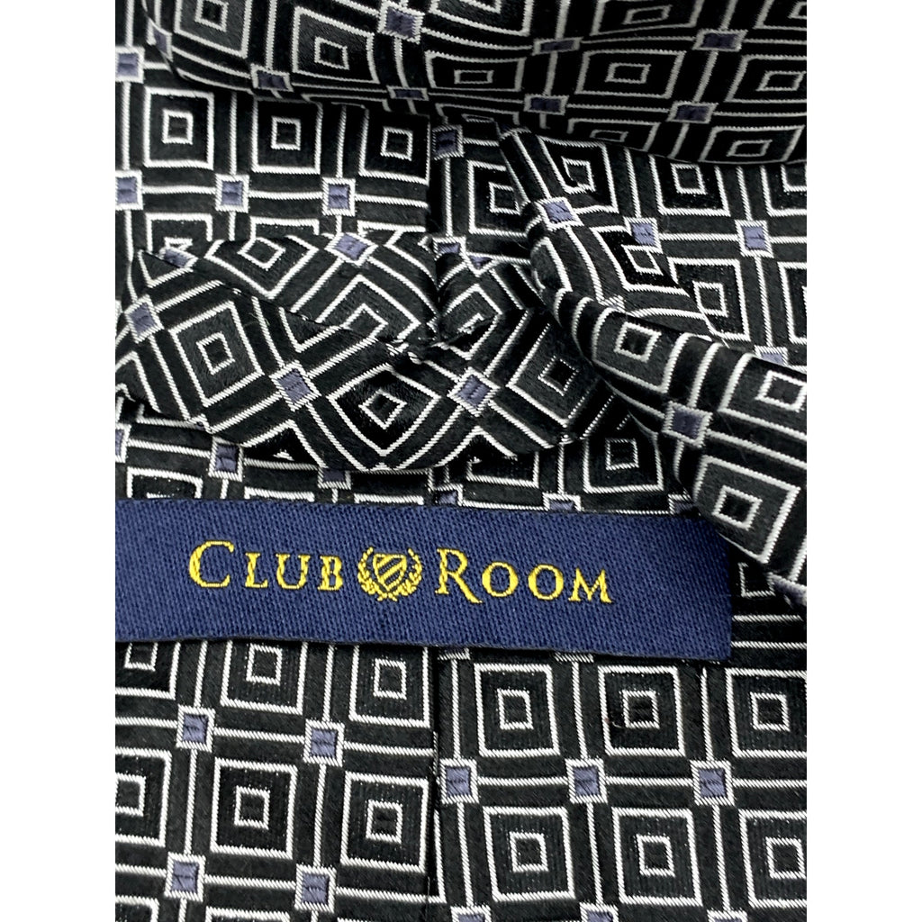 CLUB ROOM Men's Vintage Black/White Patterned Abstract Silk Regular Tie OS