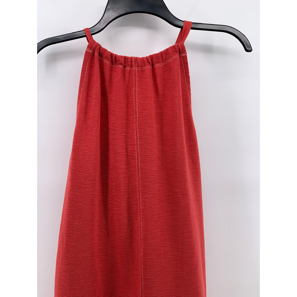 FREAKS STORE Women's Red Textured Sleeveless Halter Tie-Back Jumpsuit SZ M/L