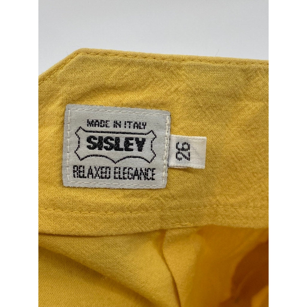 SISLEY Women's Mustard Yellow Cotton Straight Mini Skirt SZ 26(US 6)